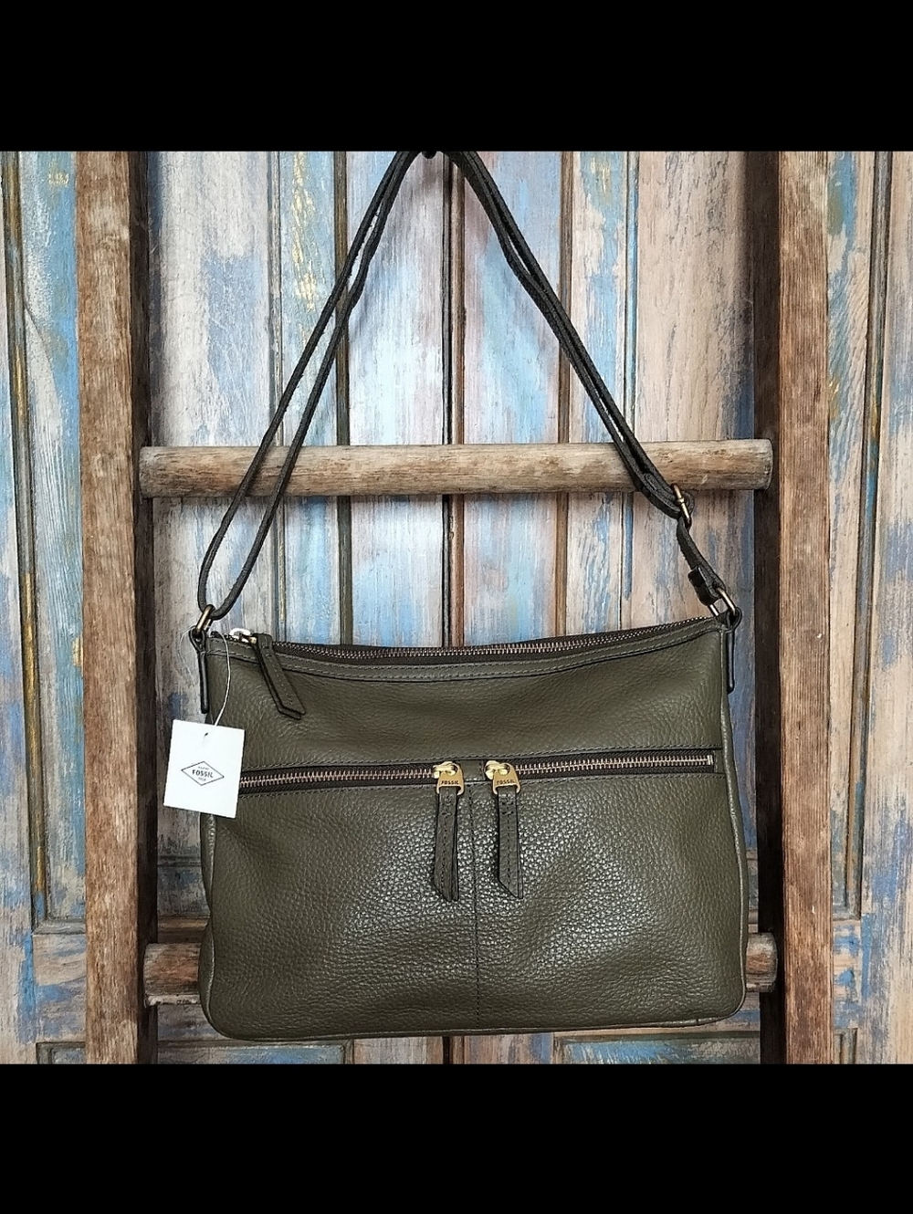 Gorgeous FOSSIL Olive Green Rosemary Leather Crossbody or Shoulder Bag Handbag